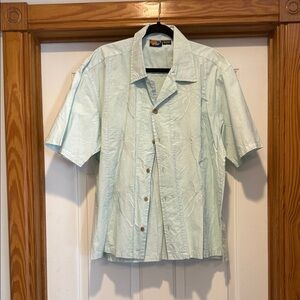 RJ Surf Men’s Large Hawaiian Style Light Mint Shirt With Embroidered Palm Trees